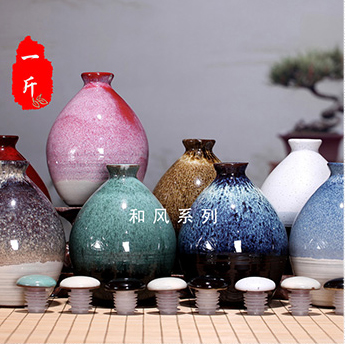 一斤陶瓷彩釉酒瓶--和风系列